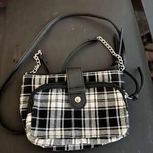 Plaid Black and White Women's Crossbody Bag